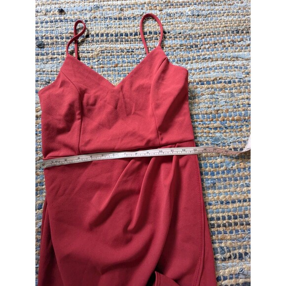 Lulus Rust Red Forever Your Girl Bodycon Mini Dress Size M Faux Wrap Stretch - Picture 5 of 8
